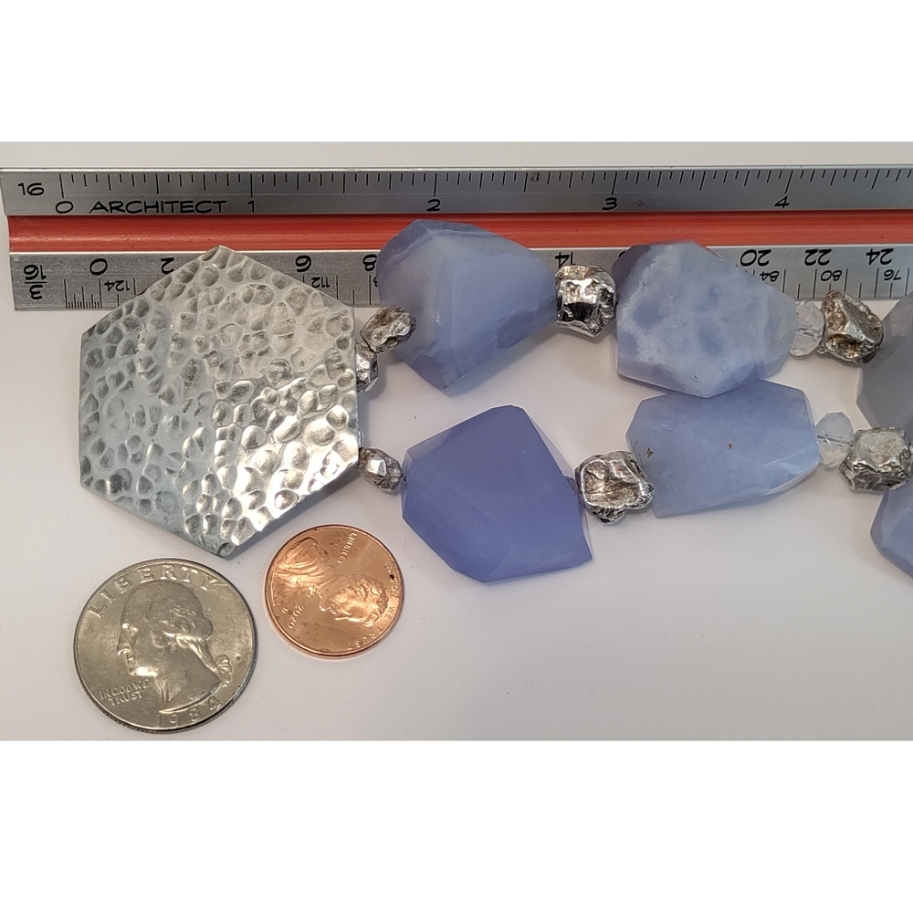 Chunky Solid Sterling Silver Hammered Disk Natura… - image 8